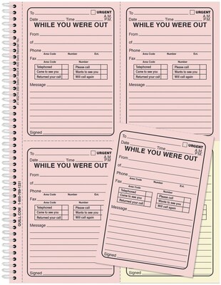 Quill Brand® While You Were Out Book, 11" x 8-1/2",  Assorted, 200 Forms/Book (745214)