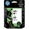 HP 60XL/60 Black High Yield and Tri-Color Standard Yield Ink Cartridge, 2/Pack (N9H59FN#140)