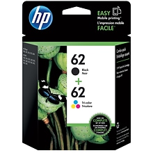 HP 62 Black/Tri-Color Standard Yield Ink Cartridge, 2/Pack (N9H64FN#140)