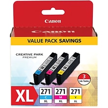 Canon 271 Cyan/Magenta/Yellow Ink Cartridge, 3/Pack   (0337C005)