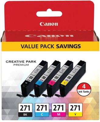 Canon 271 Black/Cyan/Magenta/Yellow Ink Cartridge, 4/Pack (0390C005)