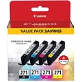 Canon 271 Black/Cyan/Magenta/Yellow Ink Cartridge, 4/Pack (0390C005)