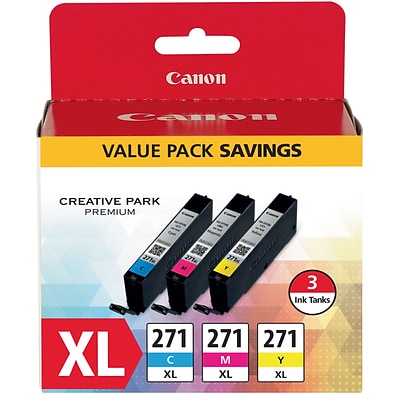 Canon CLI-271 Cyan/Magenta/Yellow High Yield Ink Cartridge, 3/Pack (0337C005)