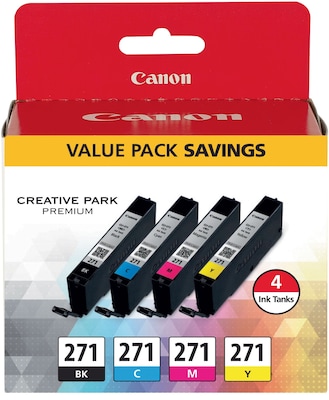 Canon 271 Black/Cyan/Magenta/Yellow Ink Cartridge, 4/Pack (0390C005)