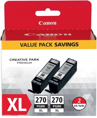 Canon 270 XL Black High Yield Ink, 2/Pack (0319C005)