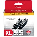 Canon 270 XL Black High Yield Ink, 2/Pack (0319C005)