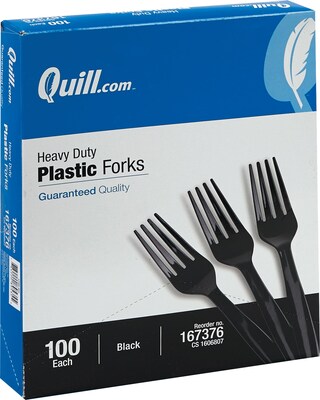 Quill Brand® Heavy-Duty Plastic Cutlery; Forks, Black, 100/Box