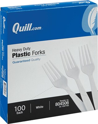 Quill Brand® Heavy-Duty Plastic Cutlery; Forks, White, 100/Box