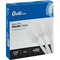 Quill Brand® Heavy-Duty Plastic Cutlery; Forks, White, 100/Box