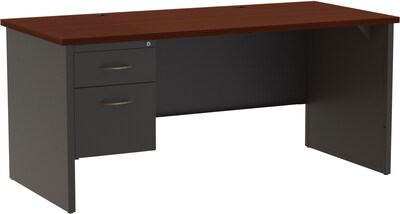 Lorell Fortress Modular Series Left-Pedestal Desk, 66W x 30D, Mahogany/Charcoal (LLR79152)
