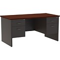 Staples Modular Double Pedestal Desk, Charcoal/Mahogany, 30x60
