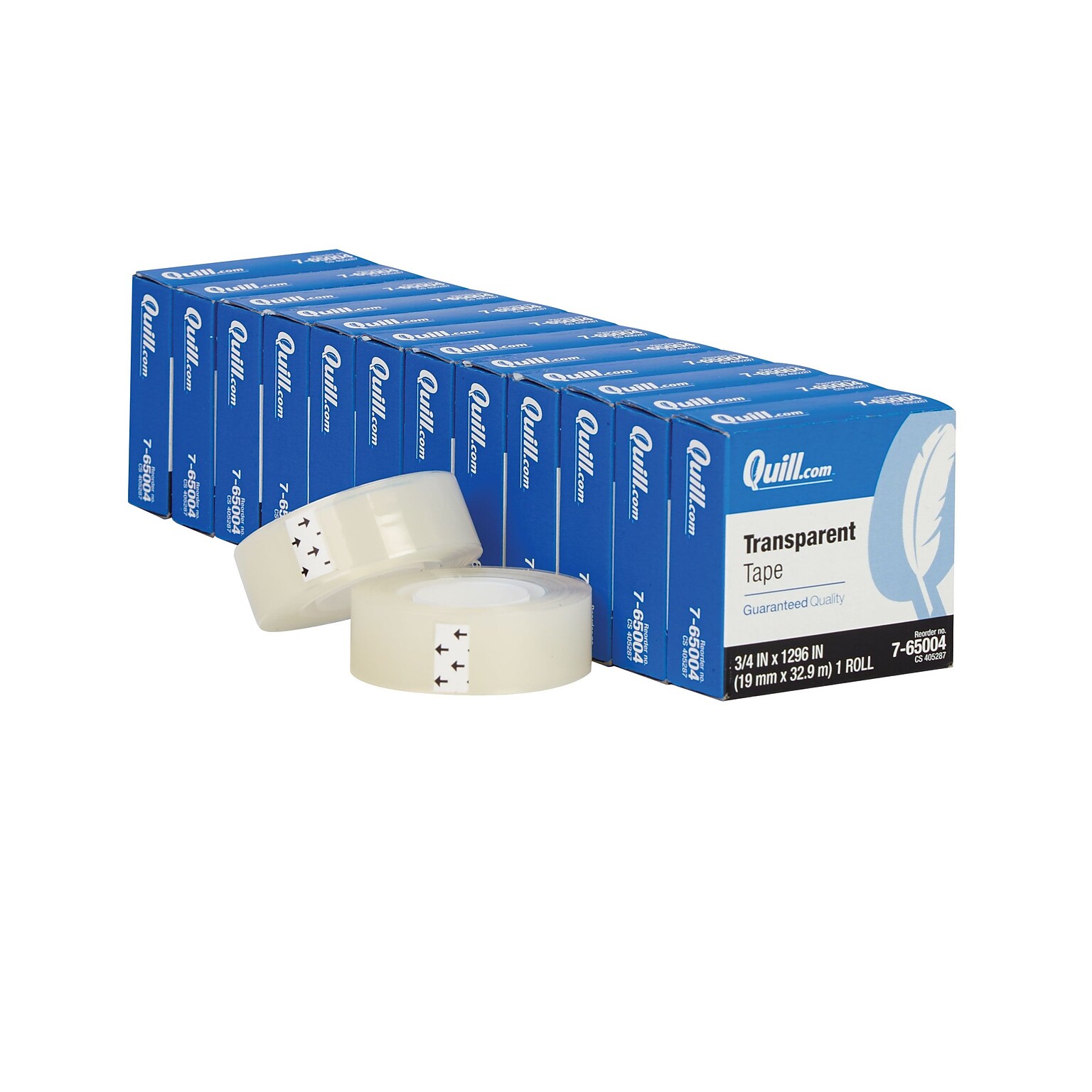 Quill Brand® Transparent Tape, Glossy Finish, 3/4 x 1296 Roll, 12 Pack (765004PK)