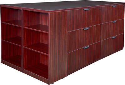 Regency Legacy 42H x 85W x 46D Stand Up Lateral File Quad with Bookcase End, Mahogany (LSLFQUAD8546MH)
