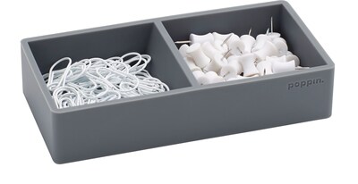 Poppin Softie This + That 2 Compartment Silicone Accessory Tray, Dark Gray (103077)