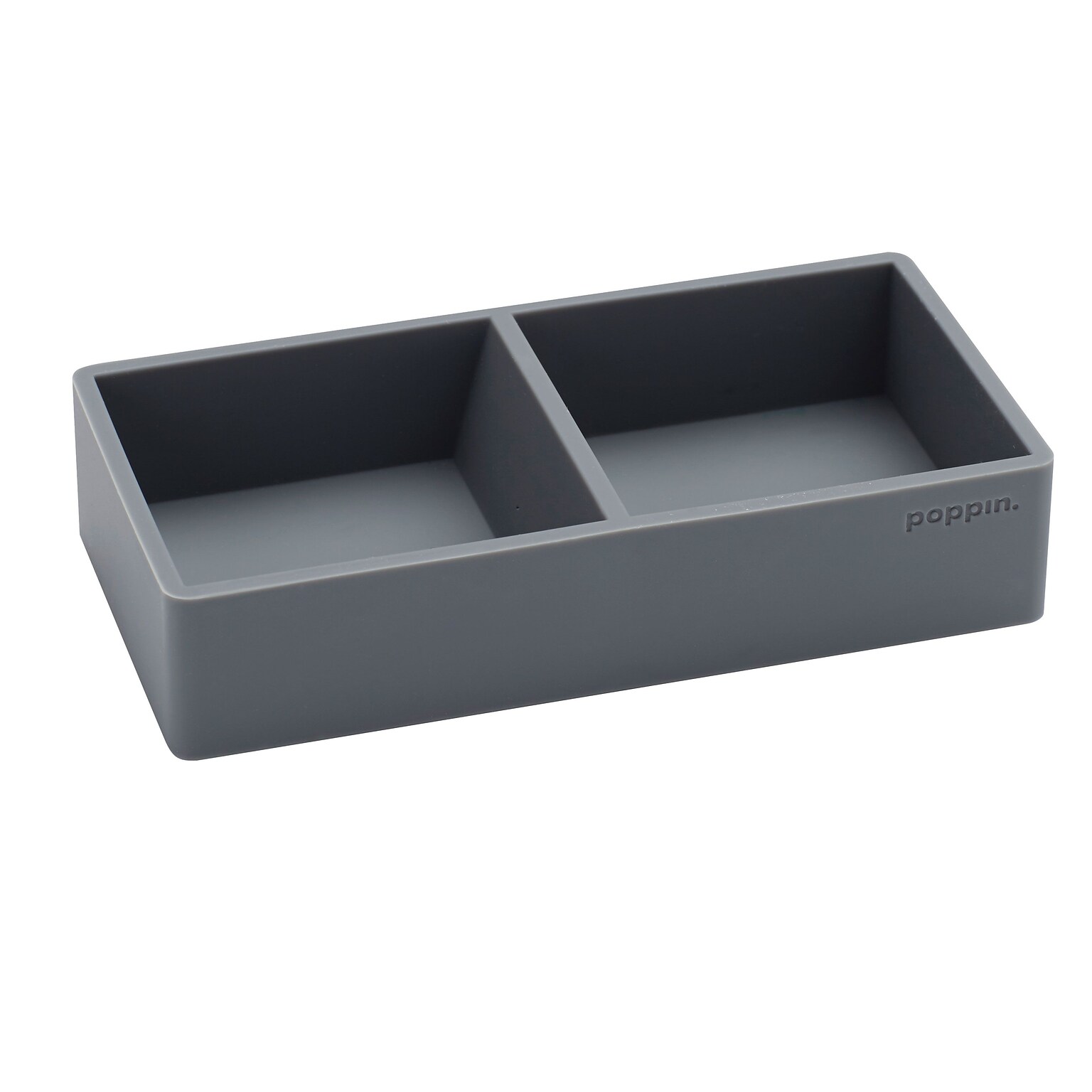 Poppin Softie This + That 2 Compartment Silicone Accessory Tray, Dark Gray (103077)