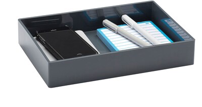 Poppin 1 Compartment Stackable Plastic Accessory Tray, Dark Gray (102708)