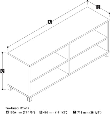 Bestar® Pro-Linea 71W Credenza, Bark Grey (120612-1147)