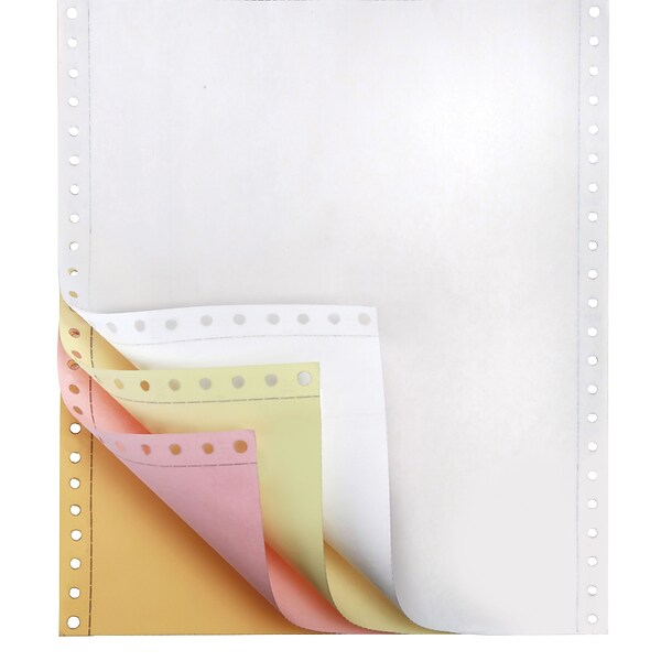 3 Part Color Carbonless Computer Paper 9-1/2'' X 5-1/2'' White/Canary/Pink