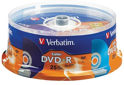 Verbatim Life Series 98432 16x DVD-R, Assorted Colors, 25/Pack
