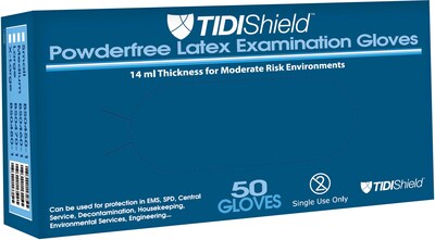 TIDI® SafetyPlus™ Powderfree Latex Examination Gloves; 14 mil, Blue,  X-Large, 1000/Box