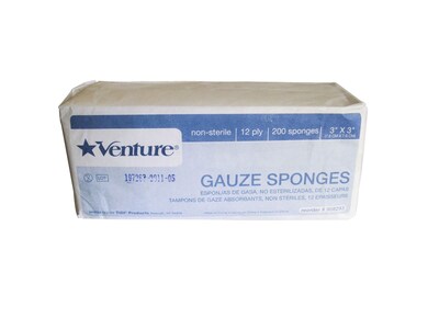 TIDI® Venture™ Nonsterile 12Ply Nonwoven Sponges, 3x3