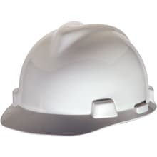 Mine Safety Appliances V-Gard Polyethylene 4-Point Pinlock Suspension Short Brim Hard Hat, White (46