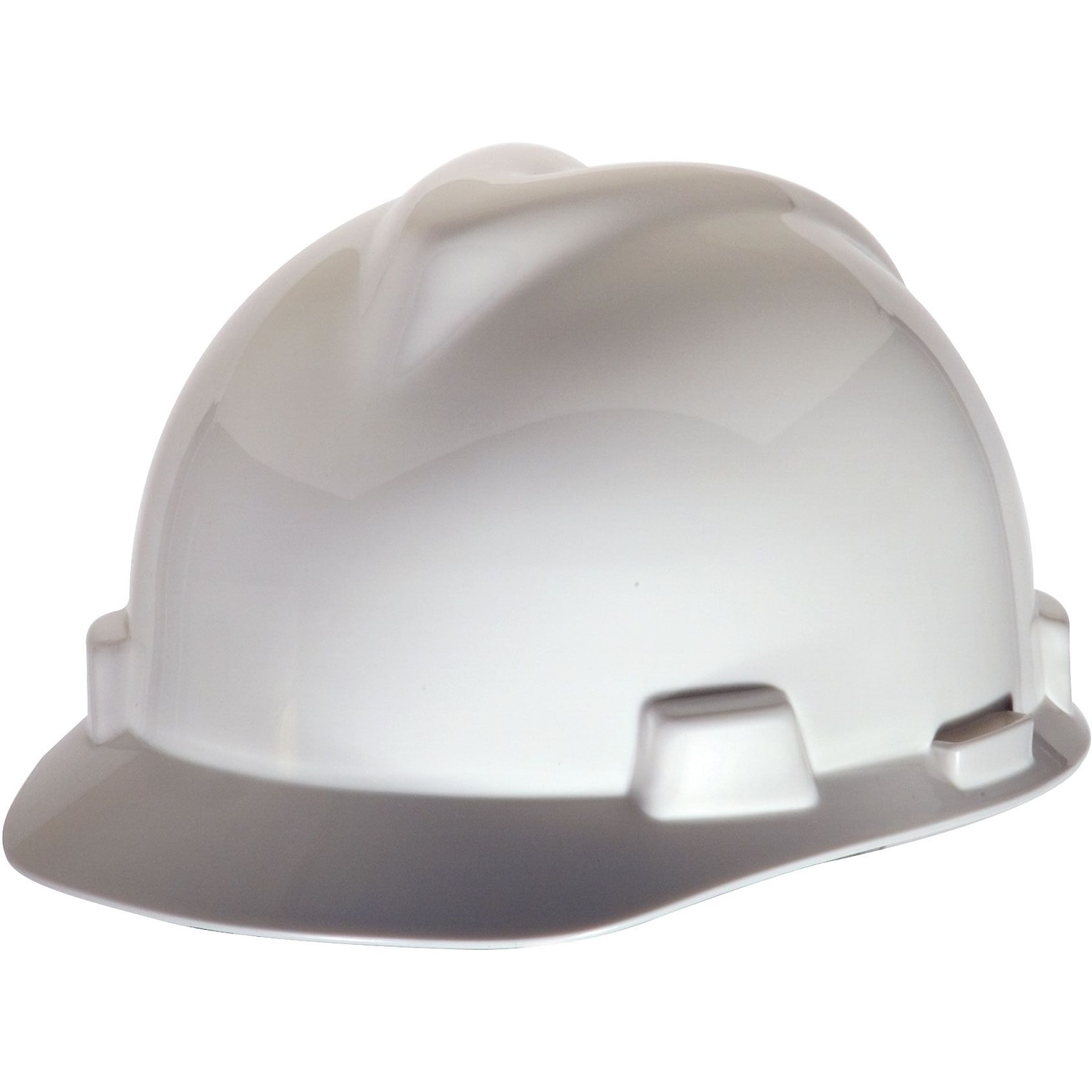 Mine Safety Appliances V-Gard Polyethylene 4-Point Pinlock Suspension Short Brim Hard Hat, White (463942)