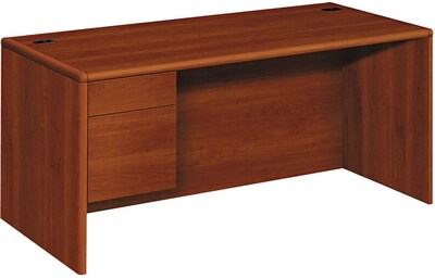 HON® 10700 Series in Cognac, 66" Desk w/ Left  3/4 Pedestal