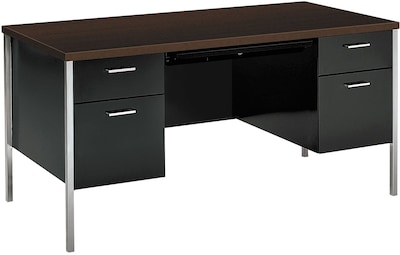 HON® 34000 Series in Mocha, Desk with Double Pedestal