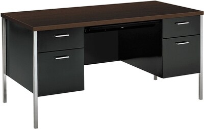 HON® 34000 Series in Mocha, Desk with Double Pedestal