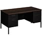 HON® Metro Classic Double Pedestal Desk, Mocha, 60" x 30" x 29.5", 4 x Box Drawer(s), File Drawer(s), Double Pedestal