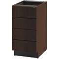 HON® Hospitality Series in Mocha; 4-Drawer Single Base Cabinet