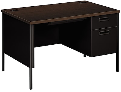 HON® Metro Classic Series Steel Desk; Rectangle, 4 Leg Base, 1 Pedestal, Table Top 29.5"H x 48"W x 30"D, Mocha, Steel