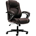 HON Vinyl High-Back Executive Chair, Center-Tilt, Fixed Arms, Brown (BSXVL402EN45)