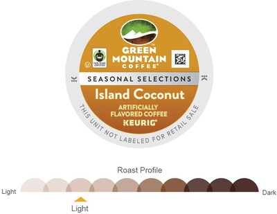 Green Mountain Island Coconut Coffee, Keurig® K-Cup® Pod, Light Roast, 96/Carton (GMT6720CT)