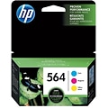 HP 564 Cyan/Magenta/Yellow Standard Yield Ink Cartridge, 3/Pack (N9H57FN#140)