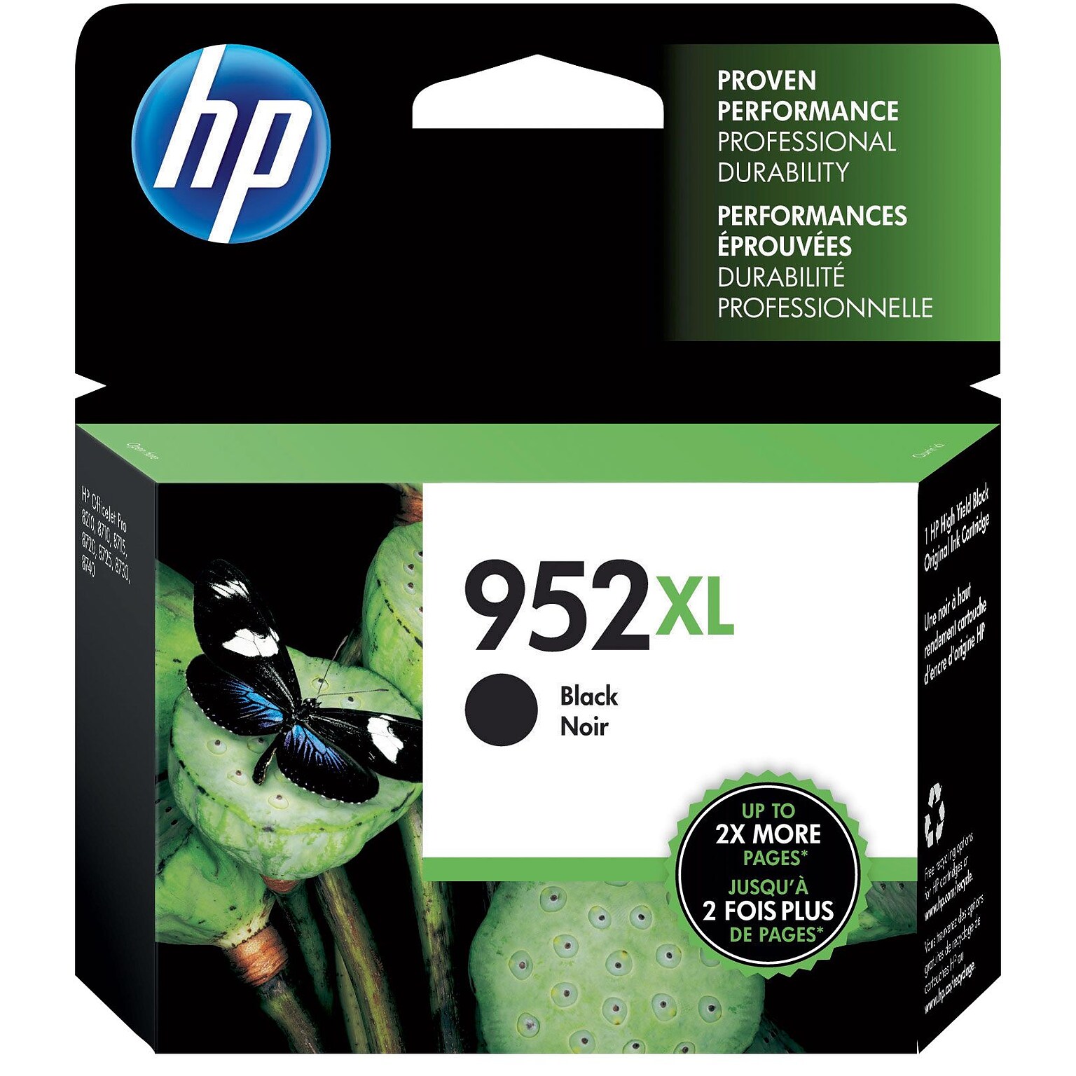 HP 952XL Black High Yield Ink Cartridge (F6U19AN#140), print up to 2000 pages