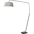 Adesso Ludlow 85H Brushed Steel Arc Lamp with Grey Linen Drum Shade (5412-22)