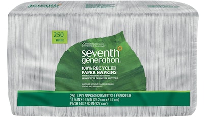 Seventh Generation 100% Recycled Napkins, 1-Ply, White, 250/Pack (13713)