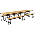 NPS® 12 Mobile Fixed Bench Cafeteria Table, Light Oak