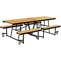 NPS® 8 Mobile Fixed Bench Cafeteria Table, Light Oak