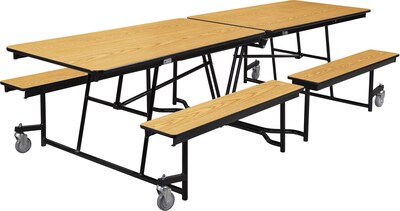 NPS® 10 Mobile Fixed Bench Cafeteria Table, Light Oak