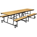 NPS® 10 Mobile Fixed Bench Cafeteria Table, Light Oak