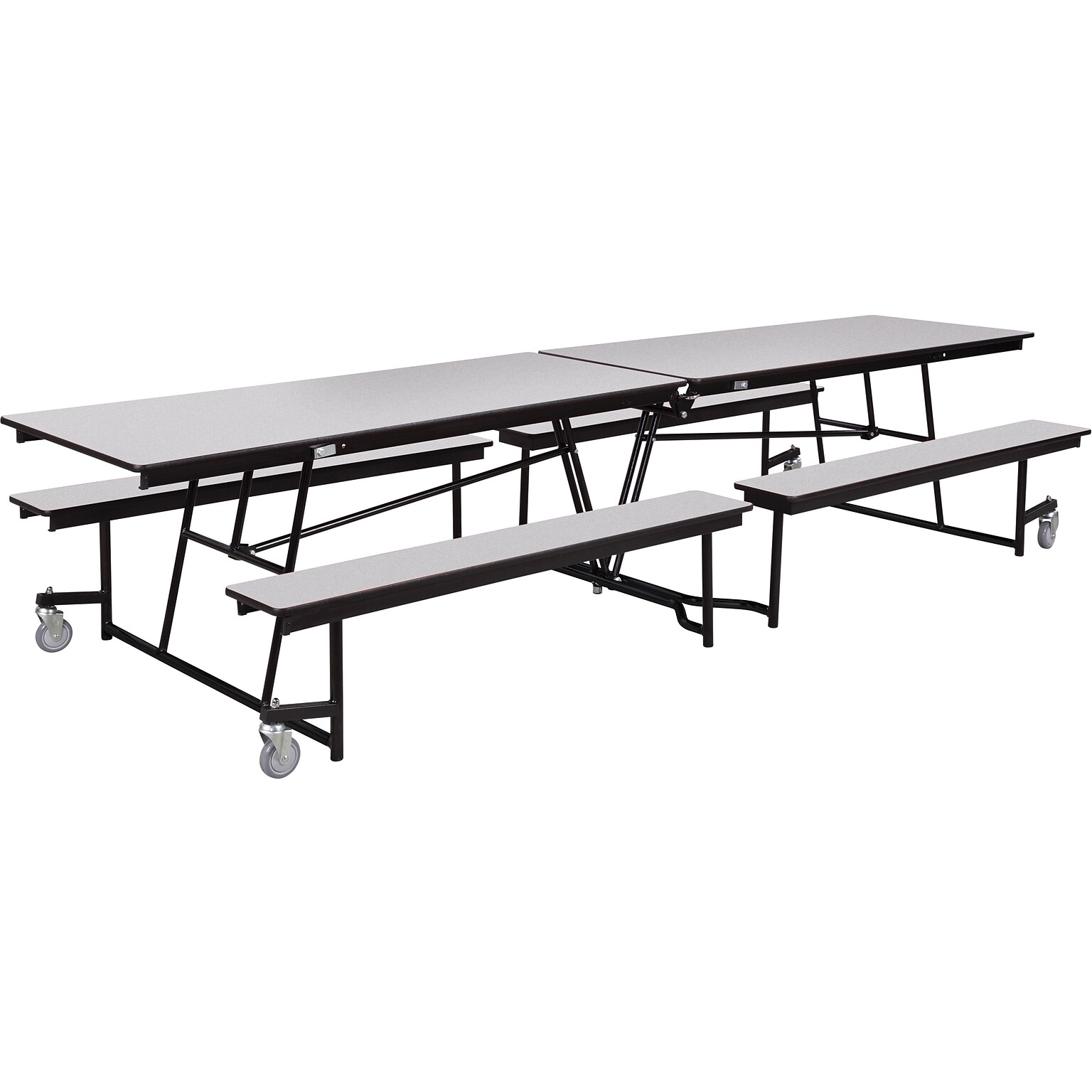 National Public Seating Laminate Mobile Fixed Bench Cafeteria Table, 56D x 145W, Gray (MTFB12GY)