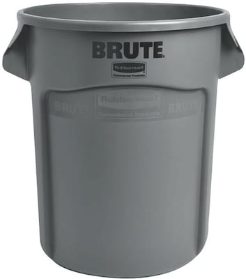 Rubbermaid Brute Plastic Trash Can Container, 32 Gallons, Grey (FG263200GRAY)