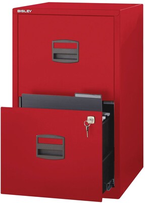 Bisley 2-Drawer Vertical File, Red, Letter, 17''W (FILE2-RD)