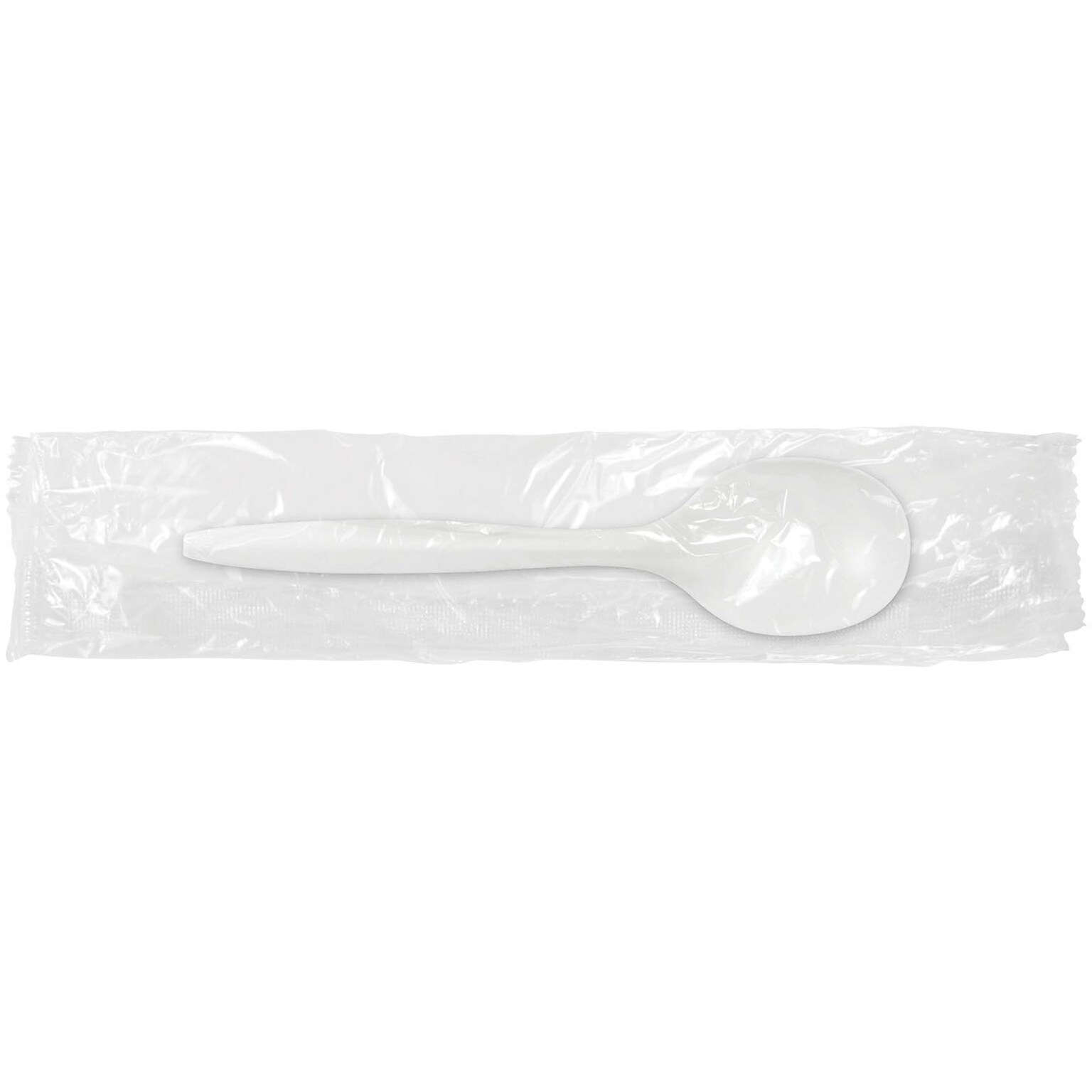 Berkley Square Individually Wrapped Plastic Soup Spoon, Medium-Weight, White, 1,000/Pack (1104000)