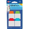 Avery® Mini Ultra Tabs™, Primary, 1x1-1/2, Pack of 40 Repositionable, Two-Side Writable Tabs