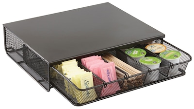 Safco® One Drawer Hospitality Organizer, 5-Compartments, 11 1/4 x 12 1/2 x 3 1/4, Black