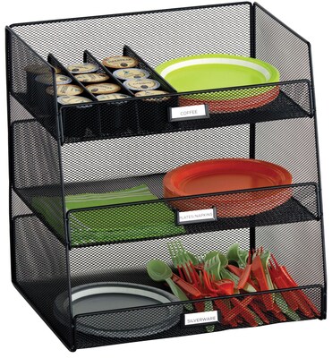 Safco Onyx Hospitality Break Room Organizer, 3-Tier, Black (3293BL)